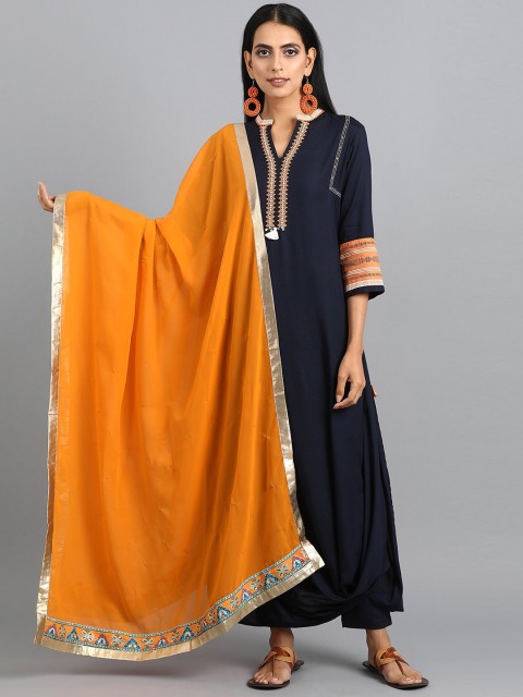 

WISHFUL Orange Solid Dupatta