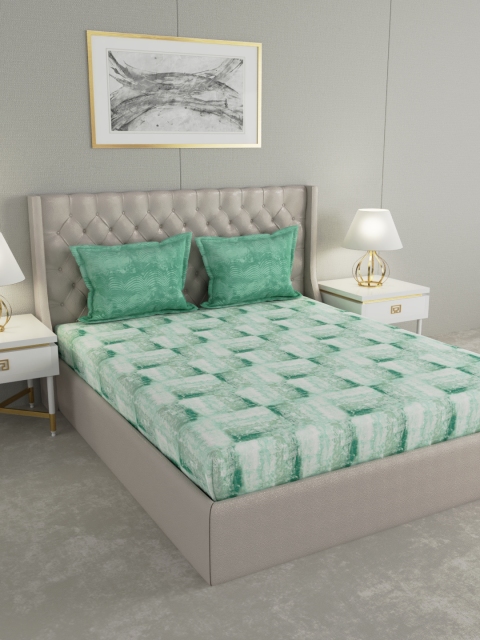 

GMF Green Abstract 180 TC Cotton 1 King Bedsheet with 2 Pillow Covers