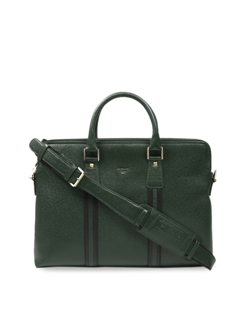 

Da Milano Unisex Green Textured Leather Laptop Bag