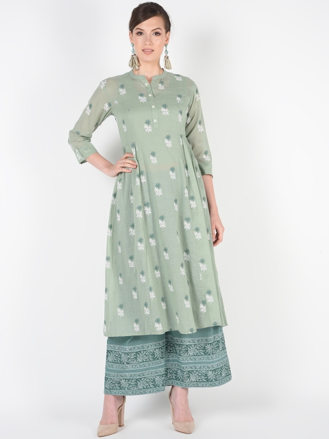 

TARA-C-TARA Women Green Printed Kurta with Palazzos
