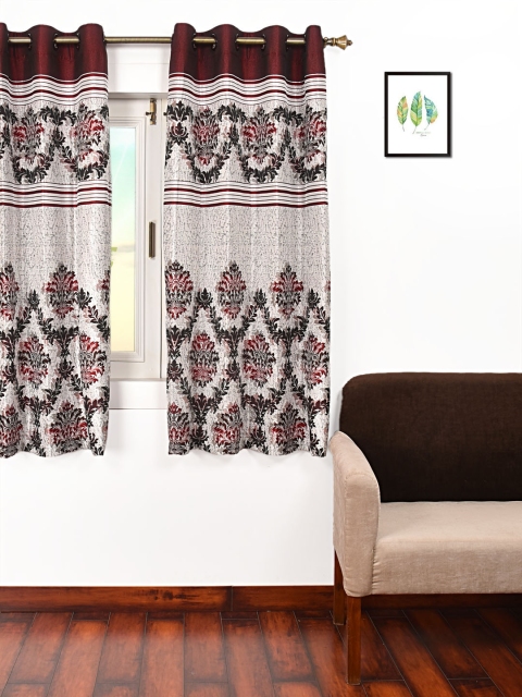 

Ariana Maroon & White Single Room Darkening Window Curtain