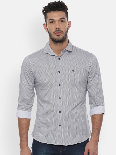 

Van Heusen Sport Men Black & White Slim Fit Self Design Casual Shirt