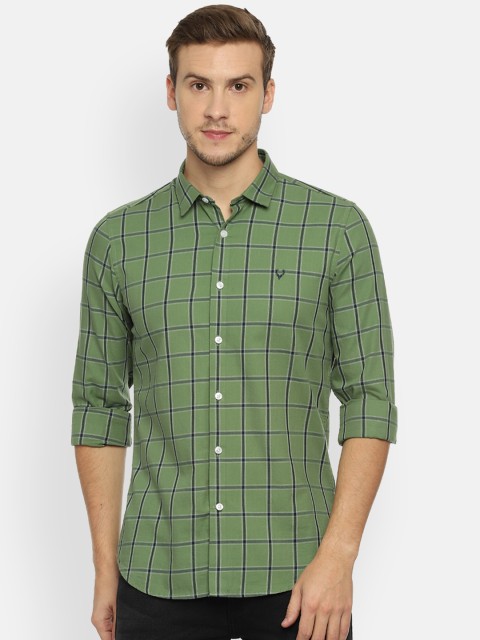 Allen Solly Sport Men Green Slim Fit Checked Casual Shirt