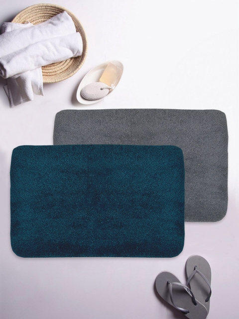 

BIANCA Set of 2 Navy Blue Solid Anti-Slip Bath Rugs
