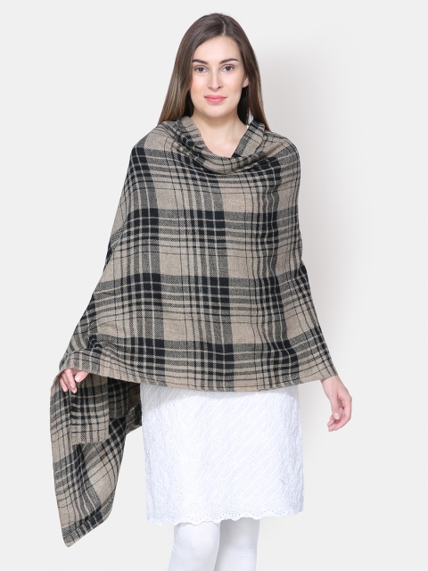 

Anekaant Women Brown & Black Checked Wool Shawl