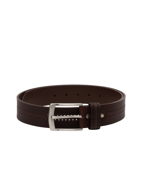 

CRUSSET Men Brown Textured Leather Belt