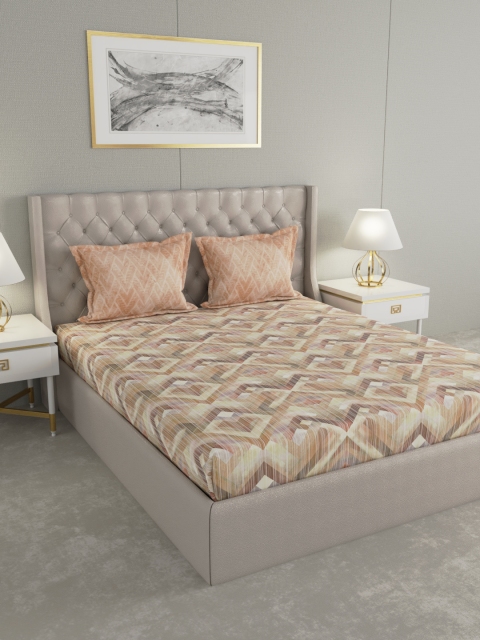 

GMF Beige Abstract 180 TC Cotton 1 Extra Large Bedsheet with 2 Pillow Covers