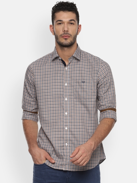 

Van Heusen Sport Men Brown & Off-White Slim Fit Checked Casual Shirt