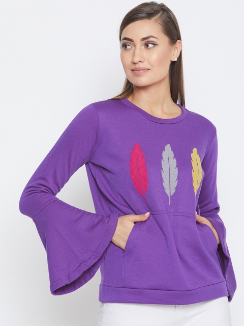

PURYS Women Purple Printed Sweatshirt