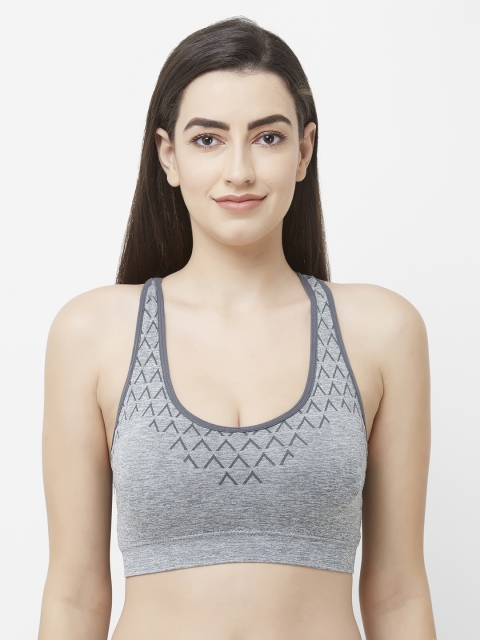 

FashionRack Grey Solid Non-Wired Lightly Padded Sports Bra 1528