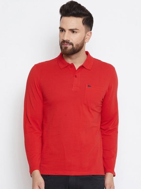 

Okane Men Red Solid Polo Collar T-shirt