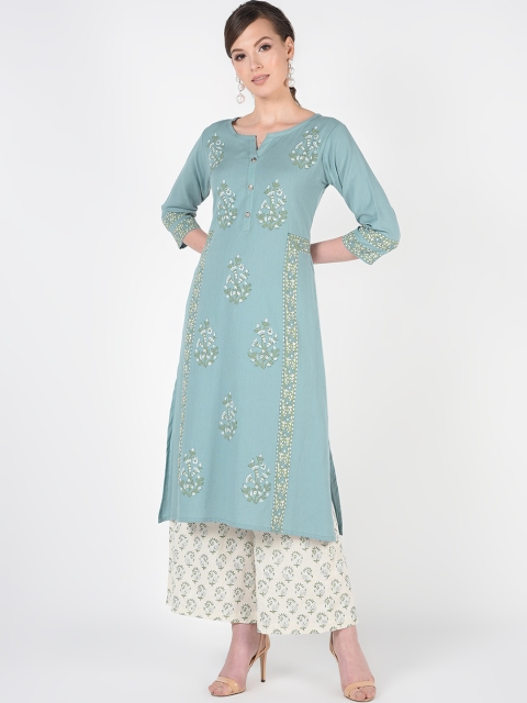 

TARA-C-TARA Women Blue Printed Kurta with Palazzos
