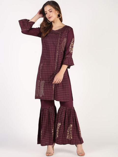 

TARA-C-TARA Women Purple Printed Kurta with Palazzos