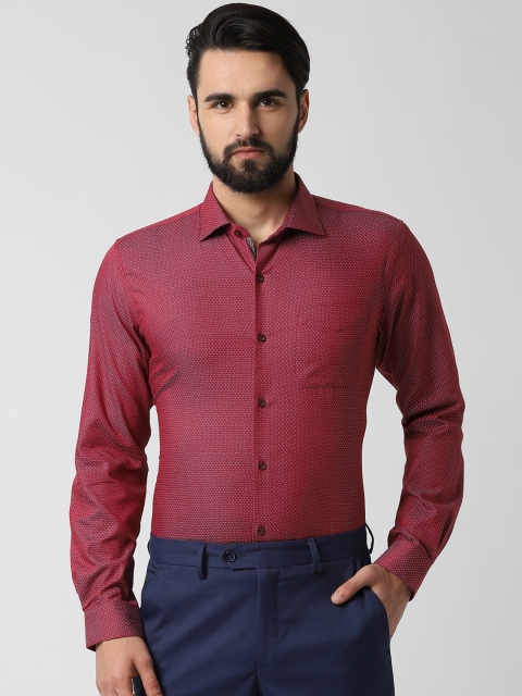

Peter England Men Red & White Slim Fit Printed Formal Shirt