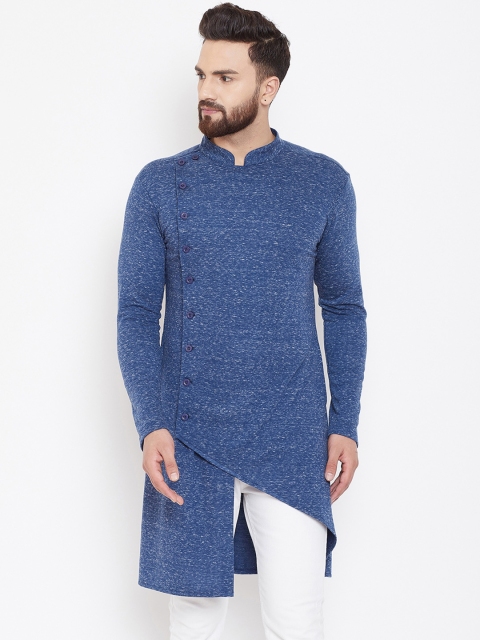 

Hypernation Men Blue Solid Straight Kurta