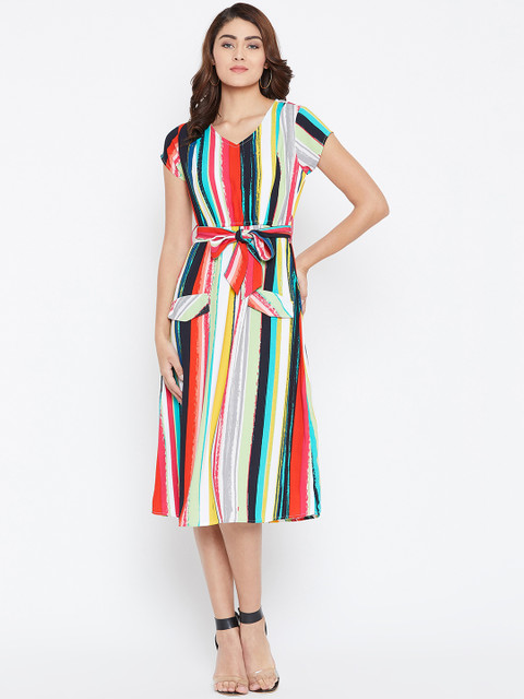 

FIZERA Women Multicoloured Striped Sheath Dress, Multi