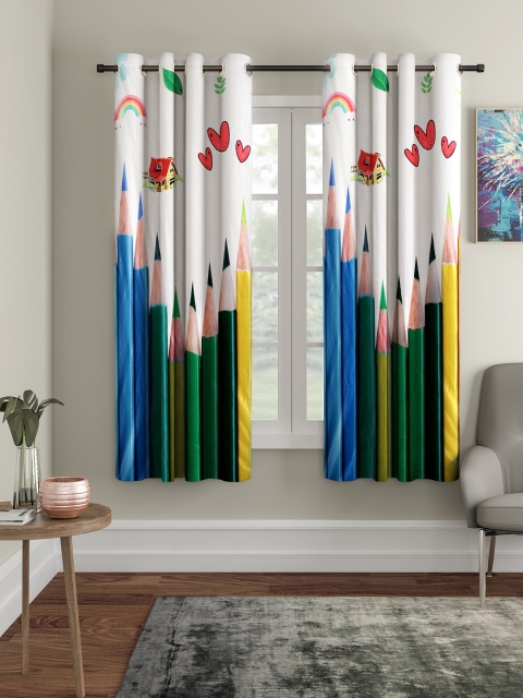 

Cortina White & Blue Set of 2 Window Curtains