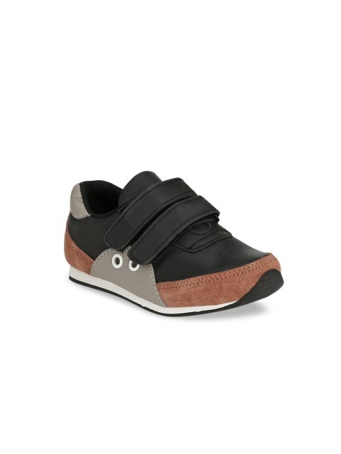 

TUSKEY Boys Black Slip-On Genuine Leather Breathable Antiskid Sneakers