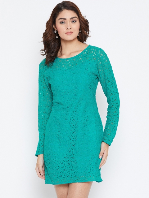 

La Zoire Women Green Self Design Sheath Dress