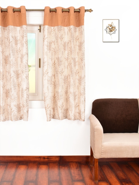 

Ariana Orange & Cream-Coloured Single Room Darkening Window Curtain