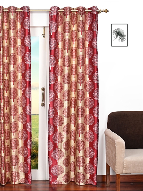 

Ariana Maroon & Beige Single Room Darkening Door Curtain