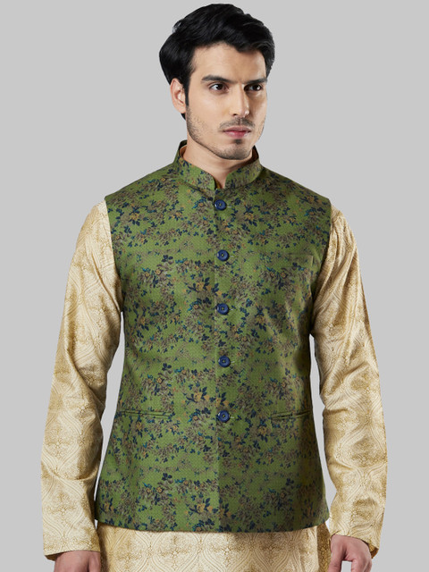 

Ethnix by Raymond Men Green Printed Nehru Jacket