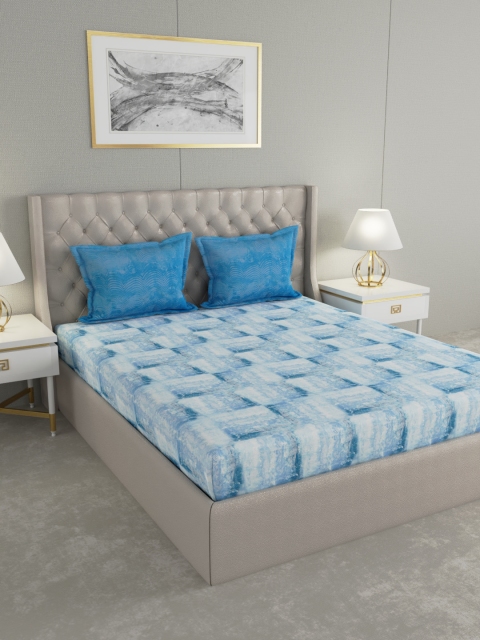 

GMF Blue Abstract 180 TC Cotton 1 King Bedsheet with 2 Pillow Covers
