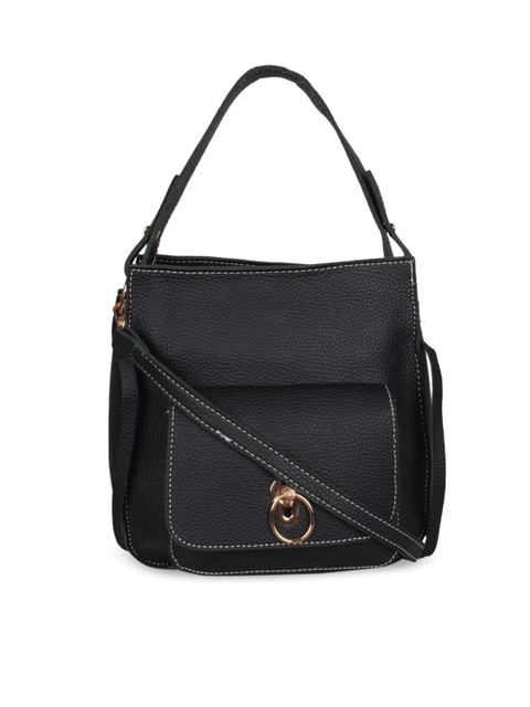 

Bagkok Black & Green Solid Handheld Bag