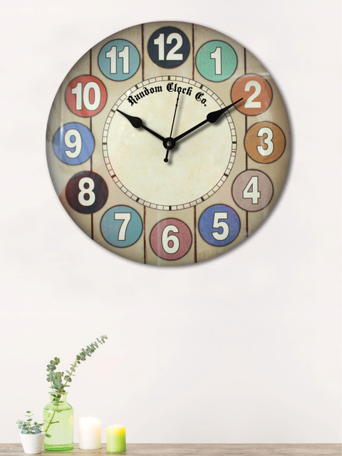 

RANDOM Beige Round Printed Analogue Wall Clock