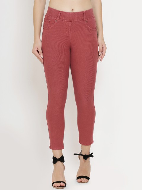 

Westwood Women Maroon Relaxed Skinny Fit Solid Regular Trousers