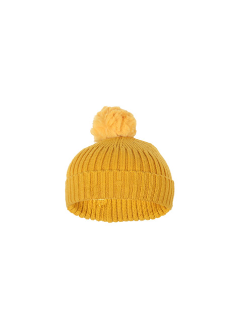 

FabSeasons Kids Yellow Self Design Beanie