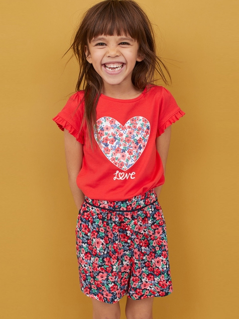 

H&M Girls Blue & Red Patterned Shorts