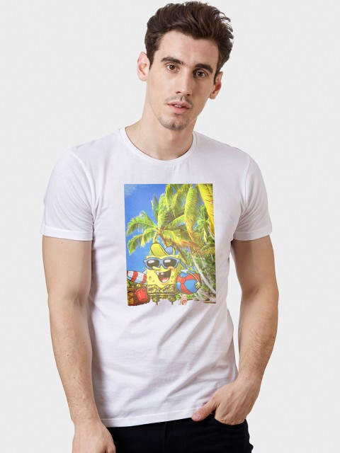

Free Authority Men White Spongebob Printed T-shirt