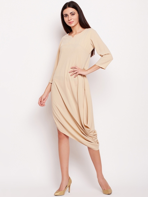 

Be Indi Women Beige Solid Shift Dress