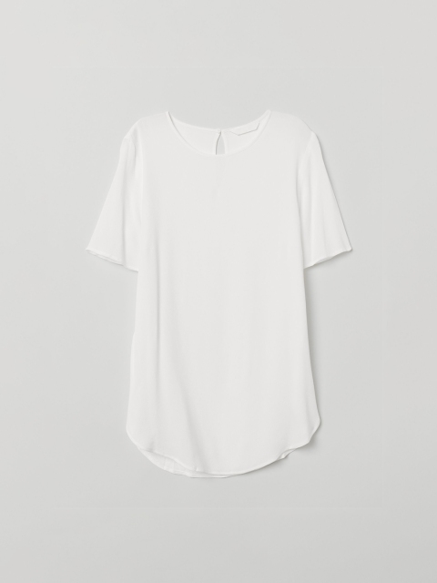 

H&M Women White Solid Crepe Top