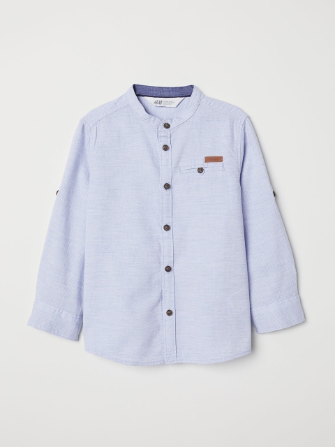 

H&M Boys Blue Solid Grandad Shirt