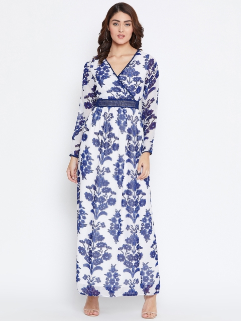 

La Zoire Women Navy Blue Floral Print Maxi Dress