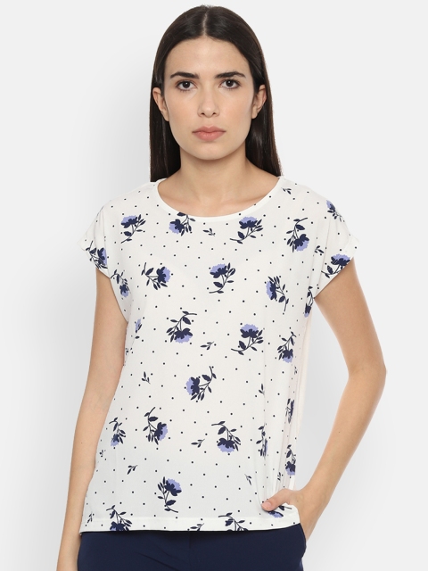 

Allen Solly Woman White & Blue Printed Top