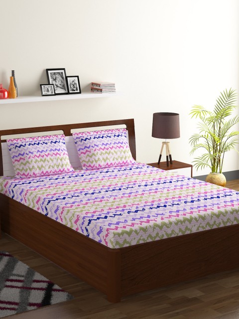 

BOMBAY DYEING Magenta & Pink Abstract 120 TC Cotton 1 King Bedsheet with 2 Pillow Covers