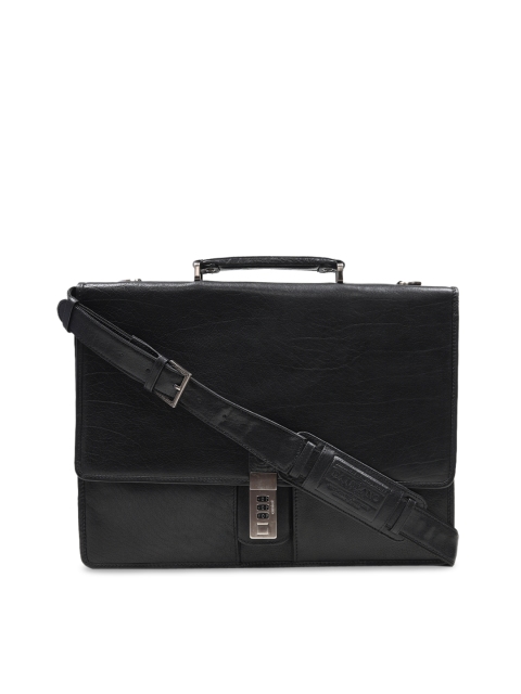 

Da Milano Men Black & Black Solid Leather Laptop Bag