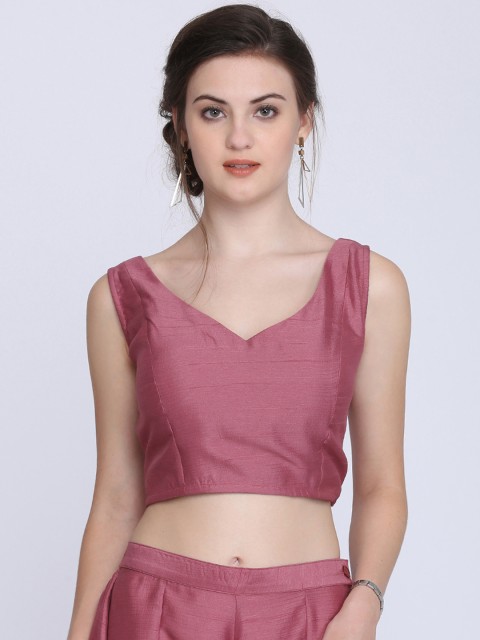 

Ojjasvi Women Pink Solid Crop Top
