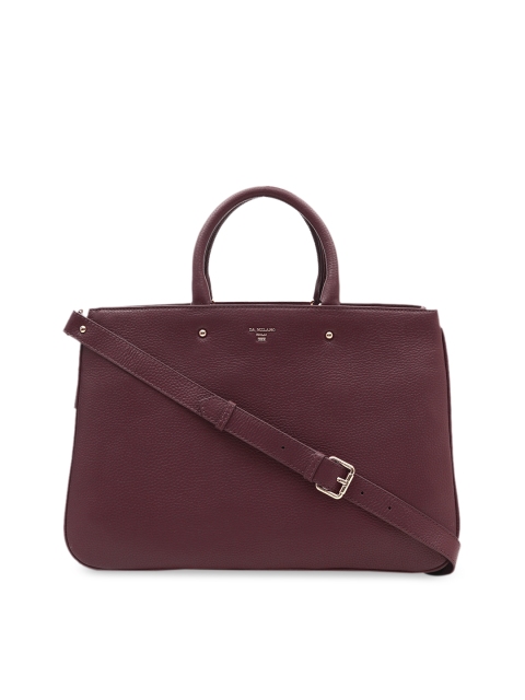 

Da Milano Women Burgundy Solid Leather Laptop Bag