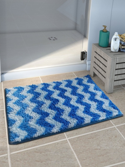 

Athom Trendz Set of 3 Blue Patterned Anti Slip Bath Rugs