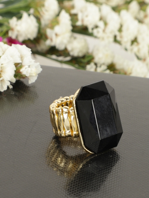

Crunchy Fashion Women Black Gold-Plated Ring