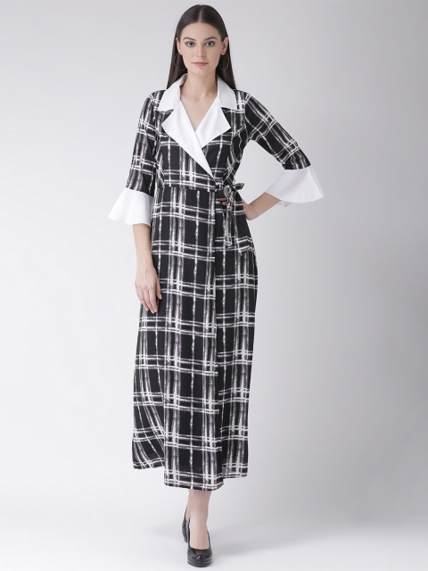 

Texco Women Black & Grey Checked Wrap Shirt Dress
