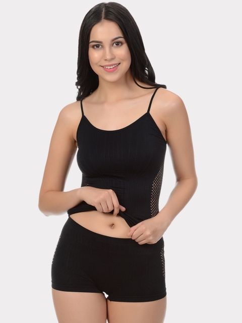 

mod & shy Women Black Self Design Tankini Swimwear MSB03
