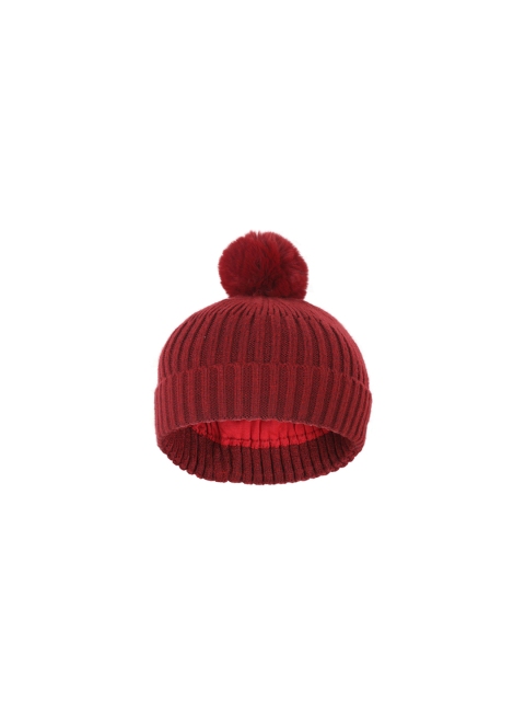 

FabSeasons Kids Maroon Self Design Beanie