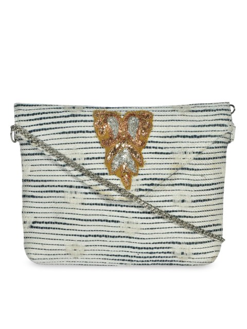 

Diwaah Off-White Self Design Handmade Sling Bag