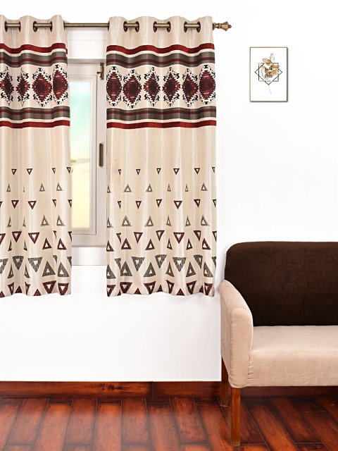 

Ariana Maroon & Cream-Coloured Single Room Darkening Window Curtain