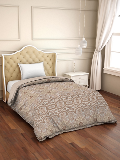 

SPACES Taupe & Brown Ethnic Motifs AC Room 150 GSM Single Bed Comforter